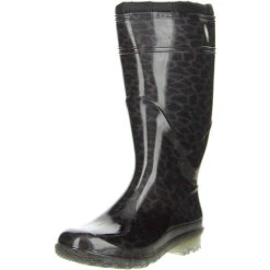 Damen Wasserdichte Gummistiefel Winterstiefel Gefüttert Leopard - Braun